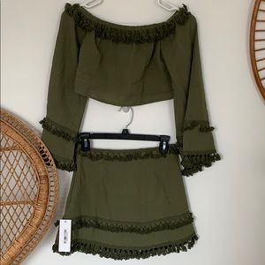 Two piece crop top skirt set